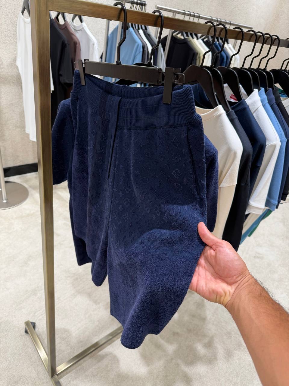 Navy LV Graphic Jacquard short-sleeved crewneck shorts set - Image 8