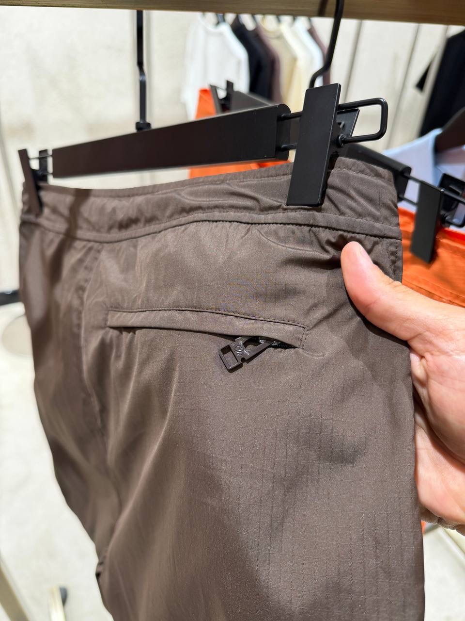 Brown LV damier heritage patch signature swim shorts - Image 8