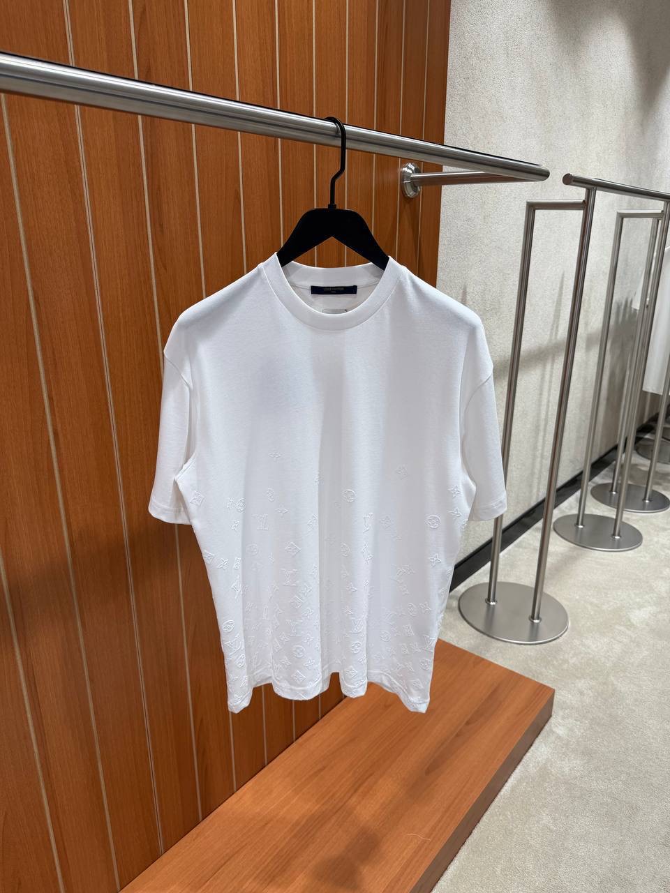 White LV Flock Print Monogram Gradient cotton tee