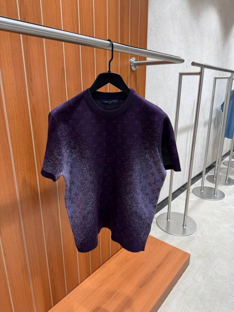 Purple LV Monogram Jacquard sun-bleached crewneck cotton tee
