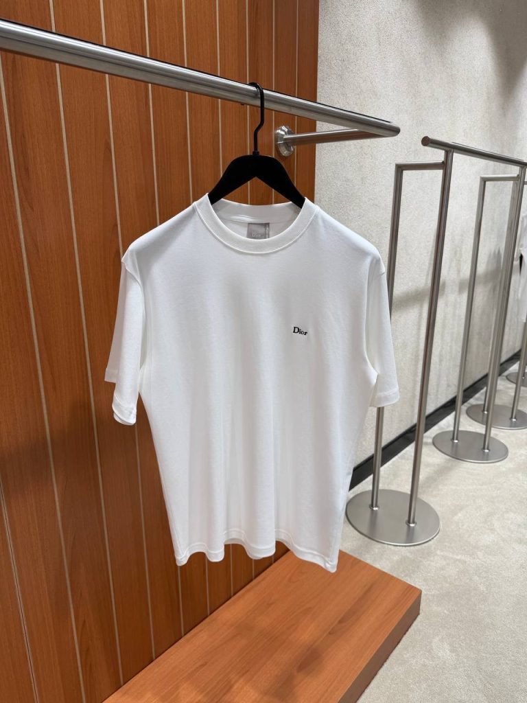 White Dior Sea island embroidered logo cotton jersey tee