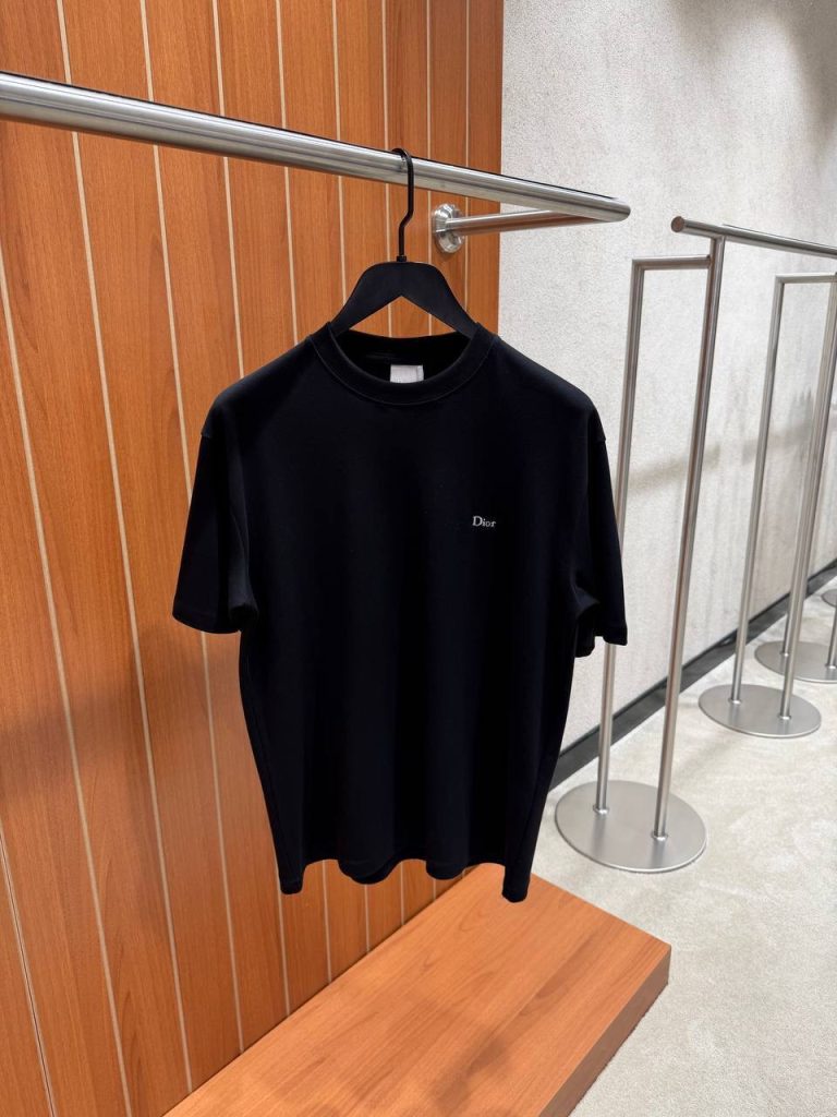 Black Dior Sea island embroidered logo cotton jersey tee