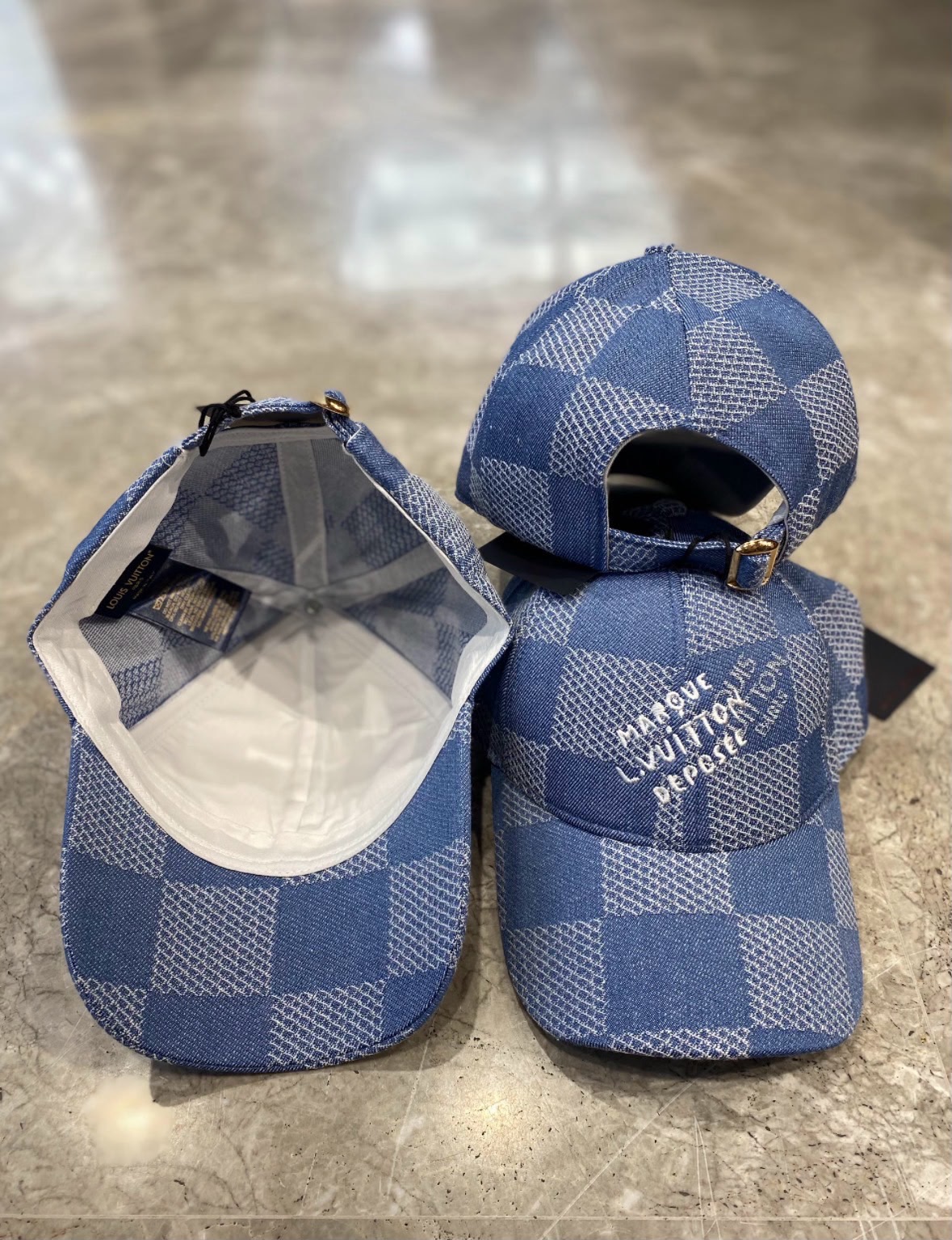 Blue LV Damier Denim 3D Cap