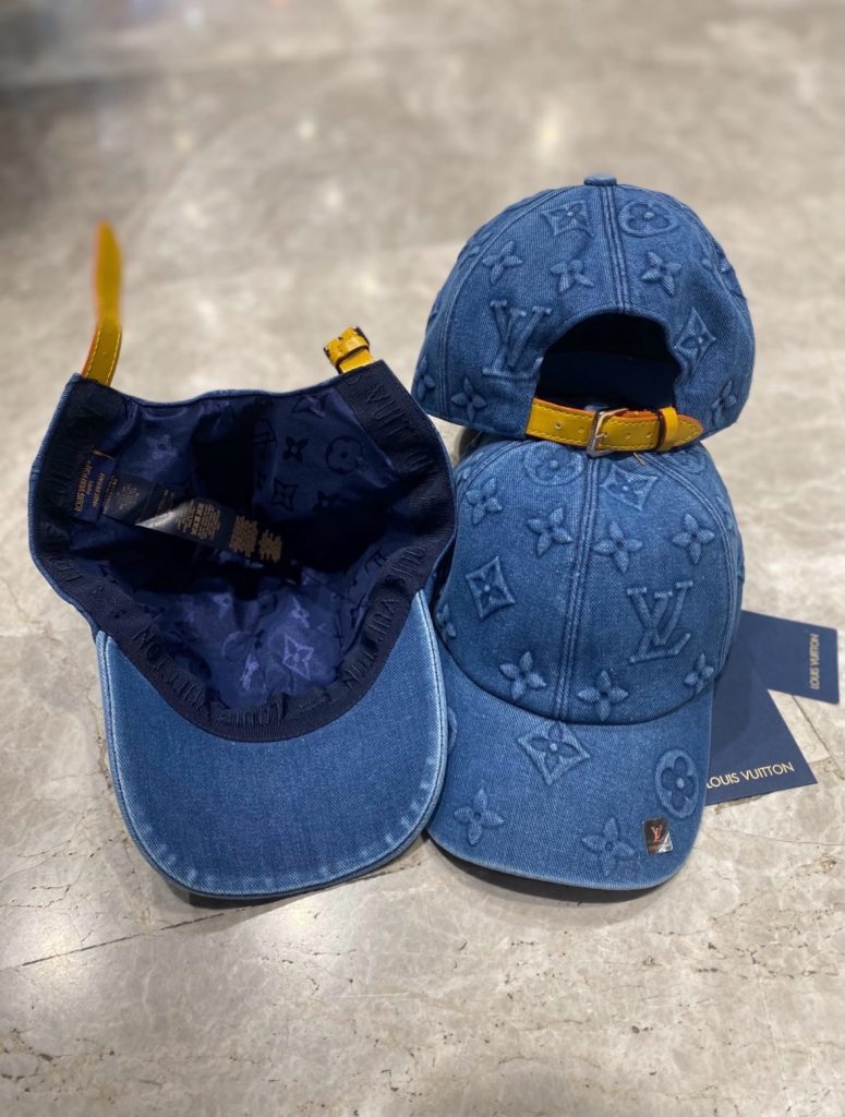 Blue LV jacquard monogram pattern Essential Cap