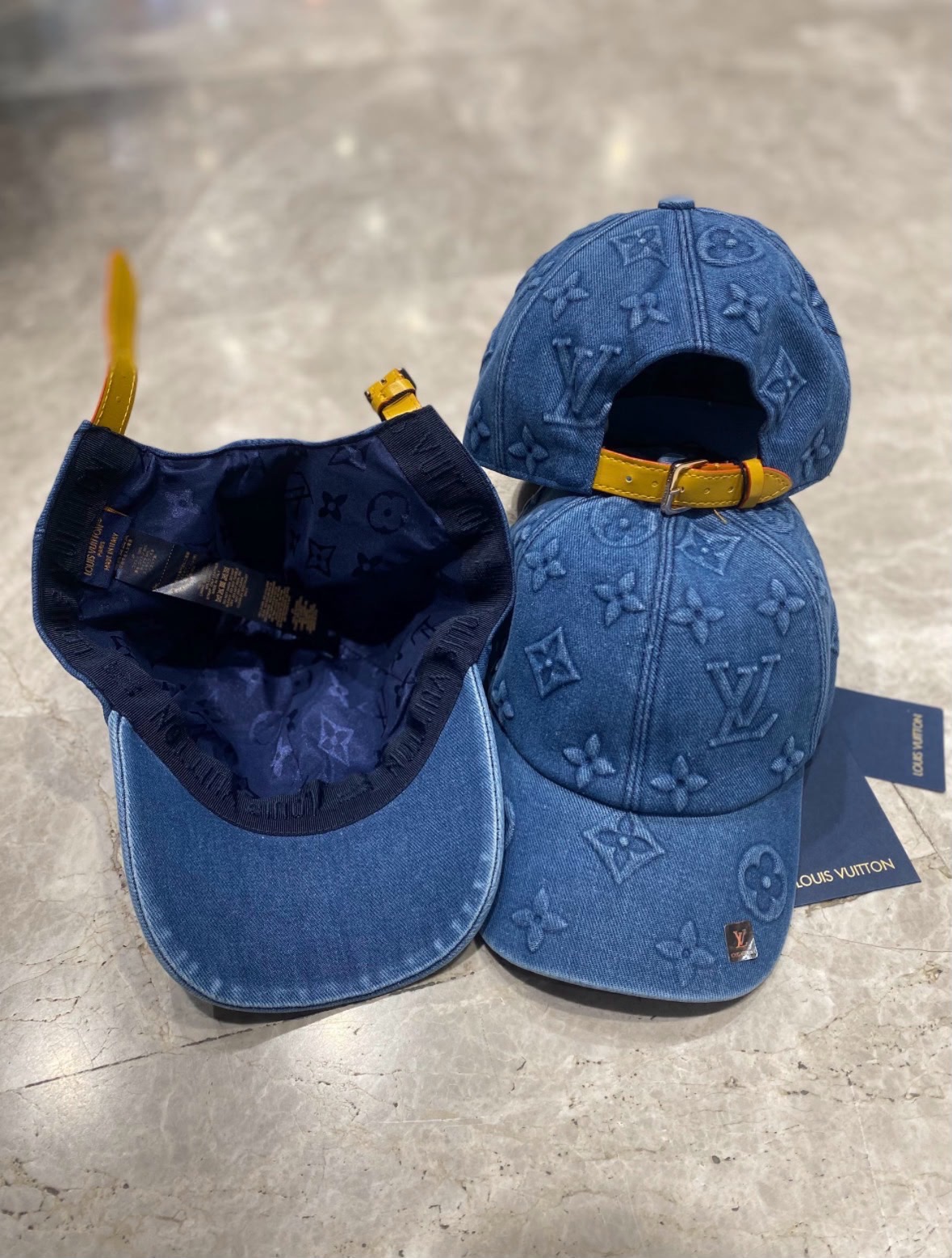 Blue LV jacquard monogram pattern Essential Cap