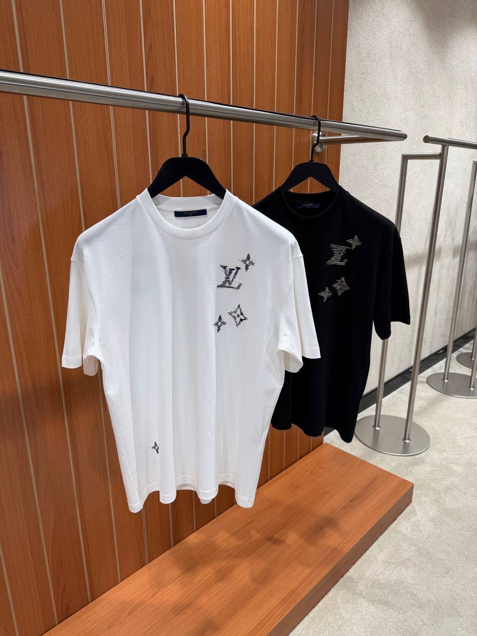 Black LV Monogram signature sashiko embroidery cotton tee - Image 3