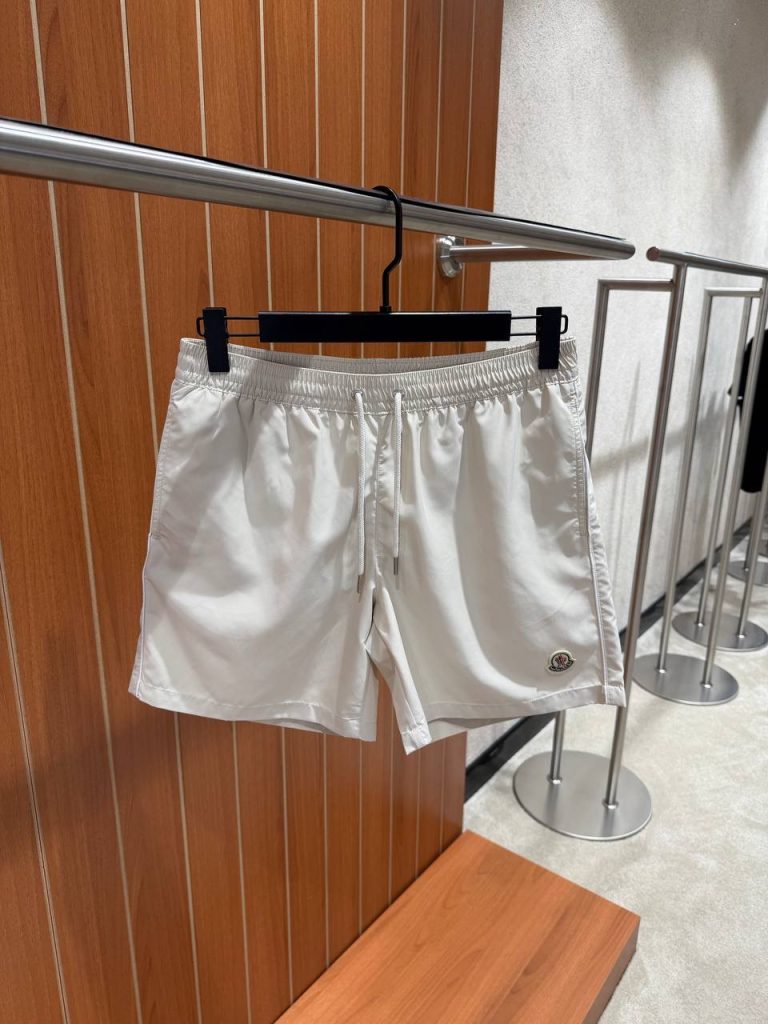 White Moncler logo-patch drawstring-waist swim shorts