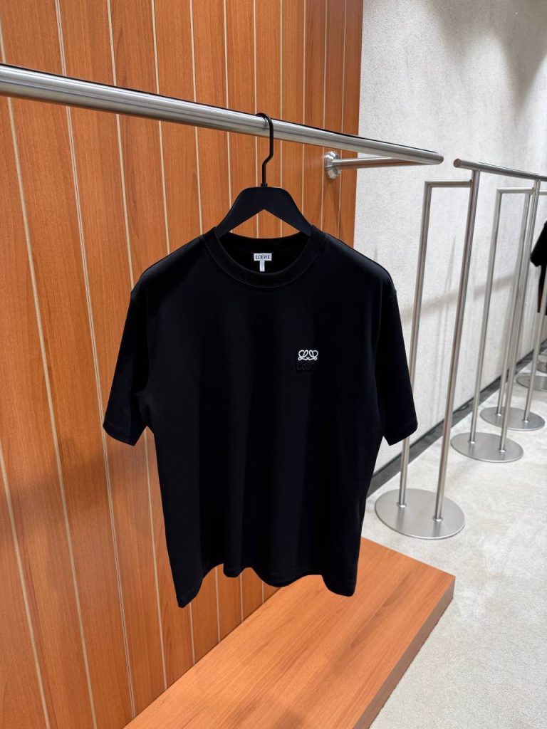 Black Loewe Anagram-embroidered logo cotton tee