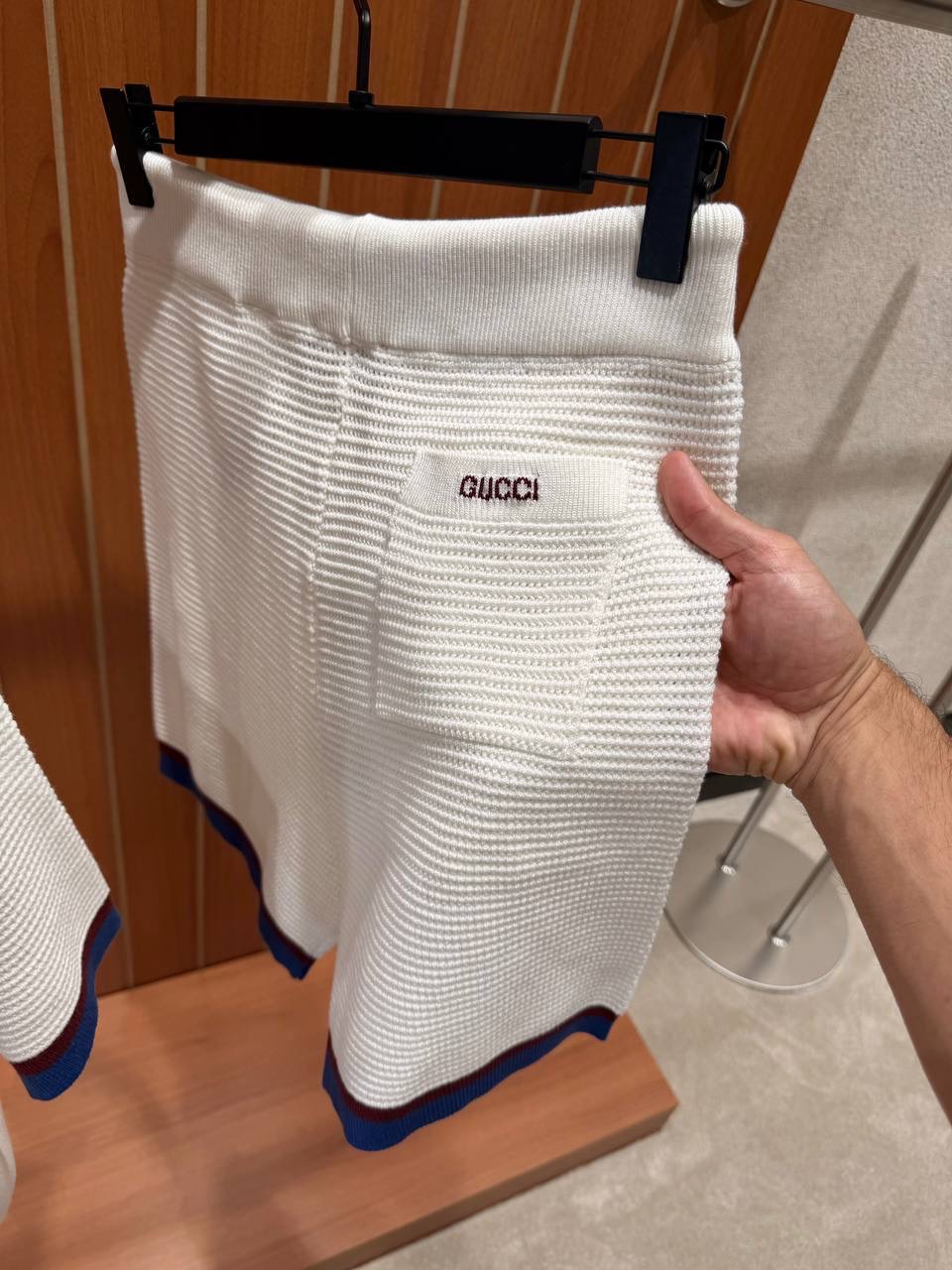 White Gucci Piquet Intarsia knit polo shorts set - Image 2