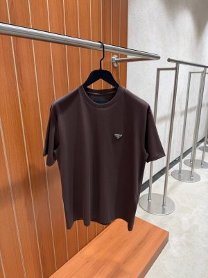 Brown prada logo tone cotton relaxed tee