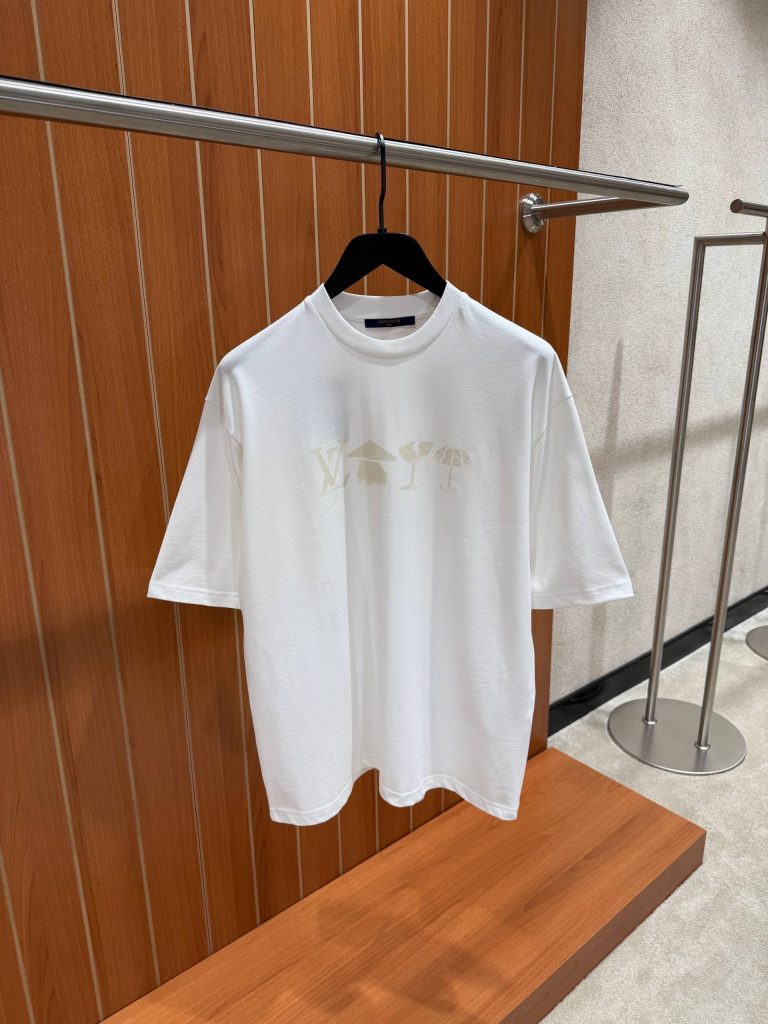 White LV porter runway graphic signature print cotton tee