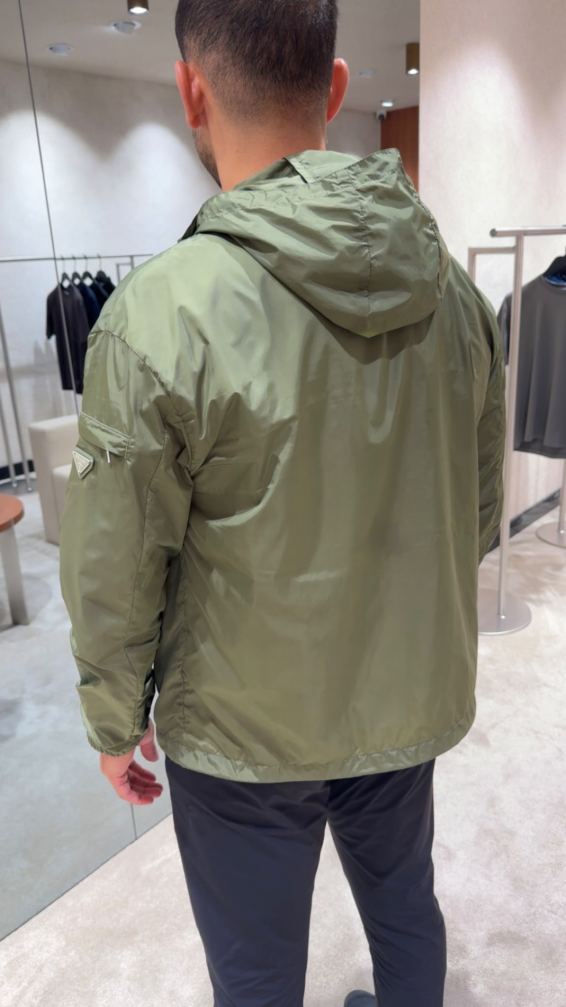 Green Prada hooded lightweight enamel triangle sleeve logo jacket - Image 6