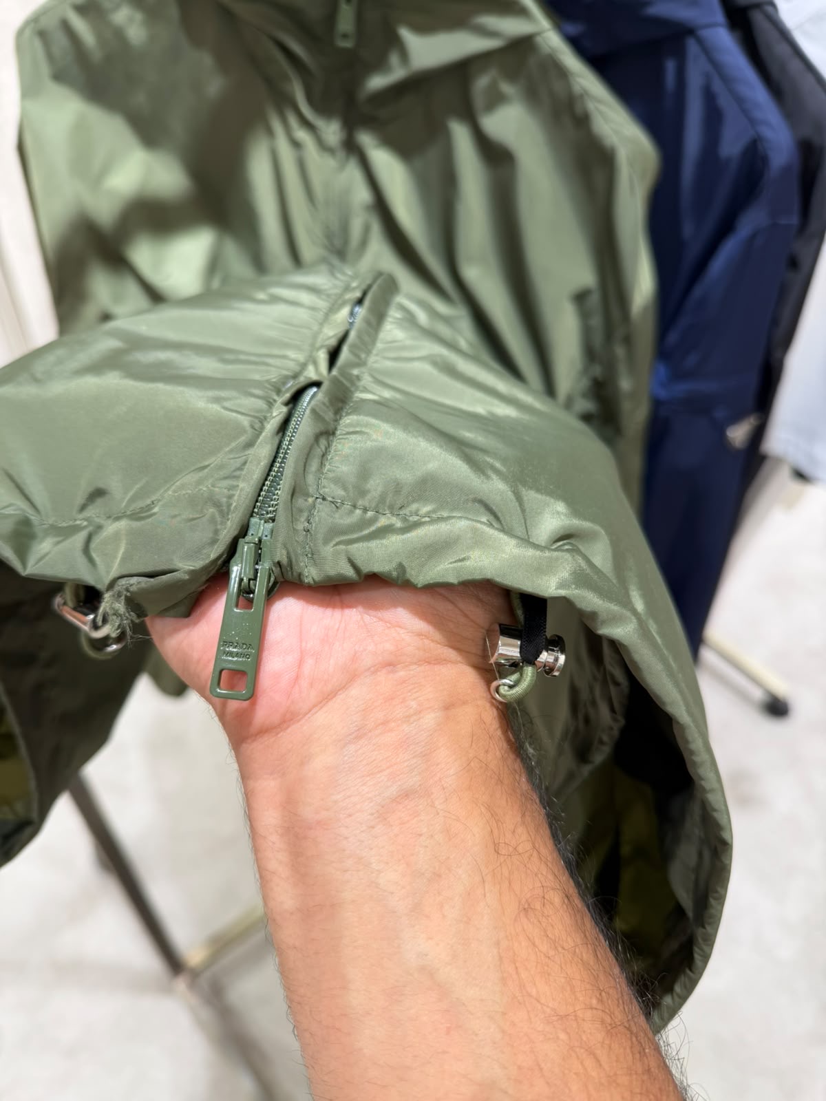 Green Prada hooded lightweight enamel triangle sleeve logo jacket - Image 5