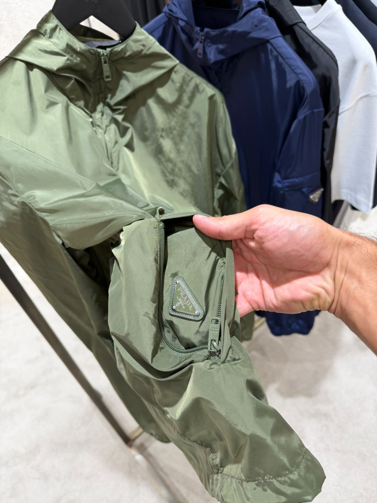 Green Prada hooded lightweight enamel triangle sleeve logo jacket - Image 10