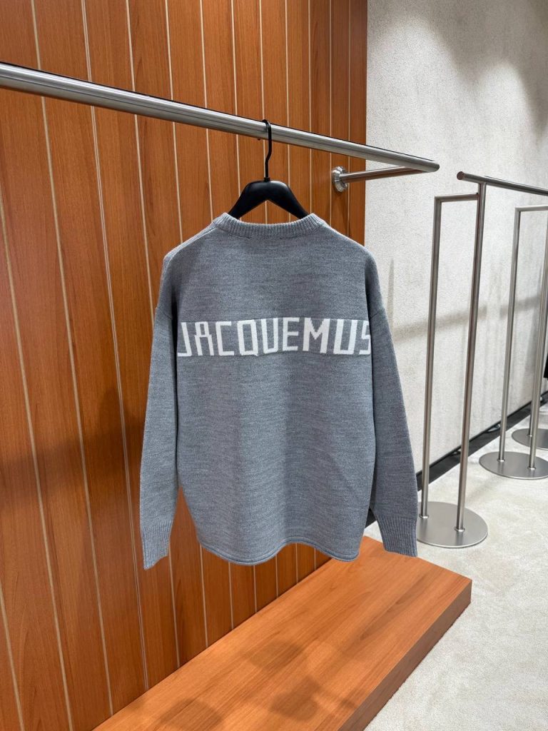Gray Jacquemus the povane knit jacquard logo sweater