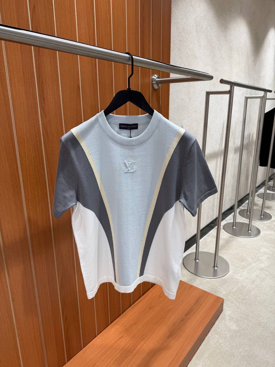 Gray LV Graphic Jacquard Crewneck cotton tee
