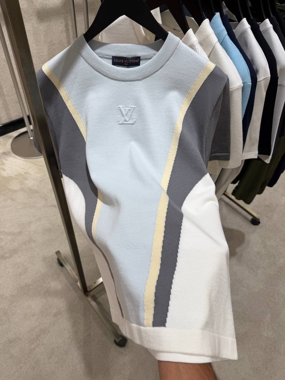 Gray LV Graphic Jacquard Crewneck cotton tee - Image 6