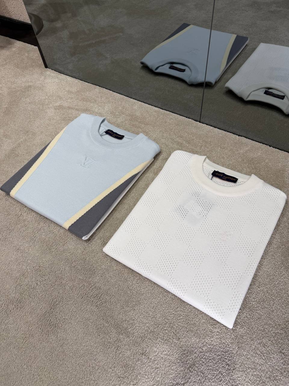 Gray LV Graphic Jacquard Crewneck cotton tee - Image 9