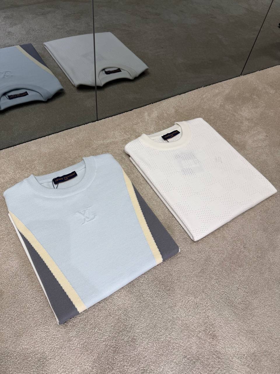 Gray LV Graphic Jacquard Crewneck cotton tee - Image 10