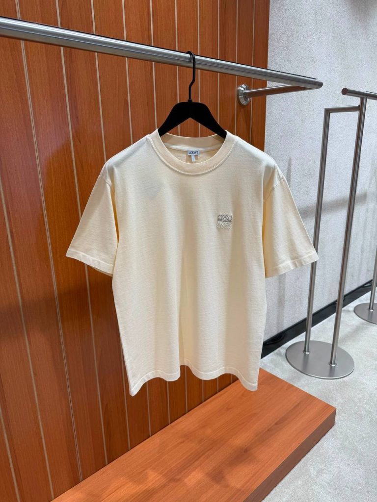 Beige Loewe Anagram-embroidered logo cotton tee