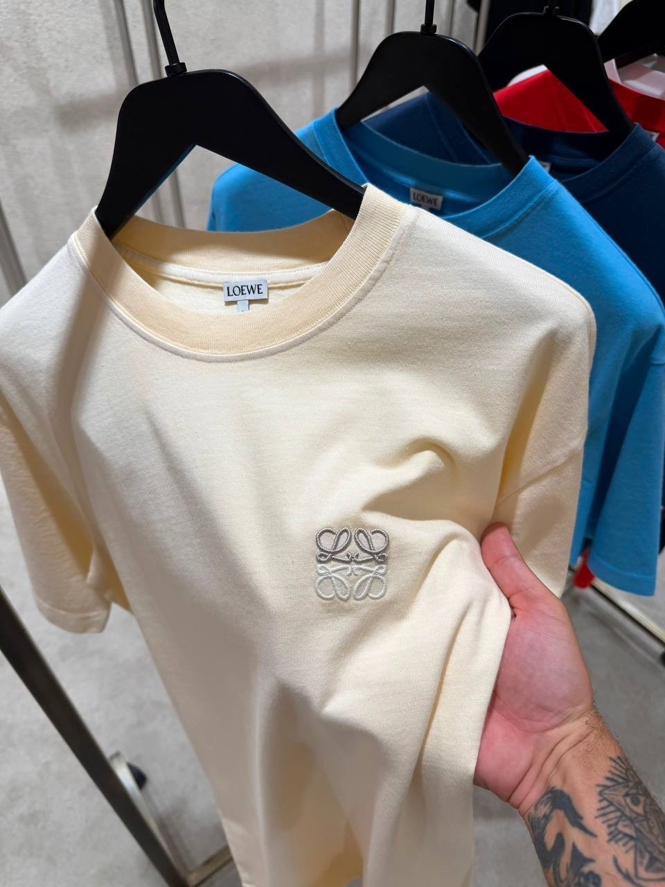 Beige Loewe Anagram-embroidered logo cotton tee - Image 4