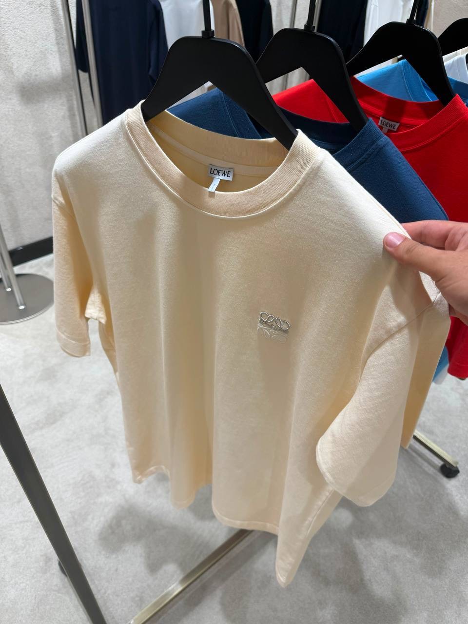Beige Loewe Anagram-embroidered logo cotton tee - Image 3