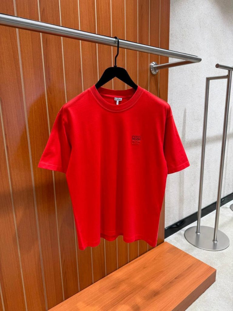 Red Loewe Anagram-embroidered logo cotton tee
