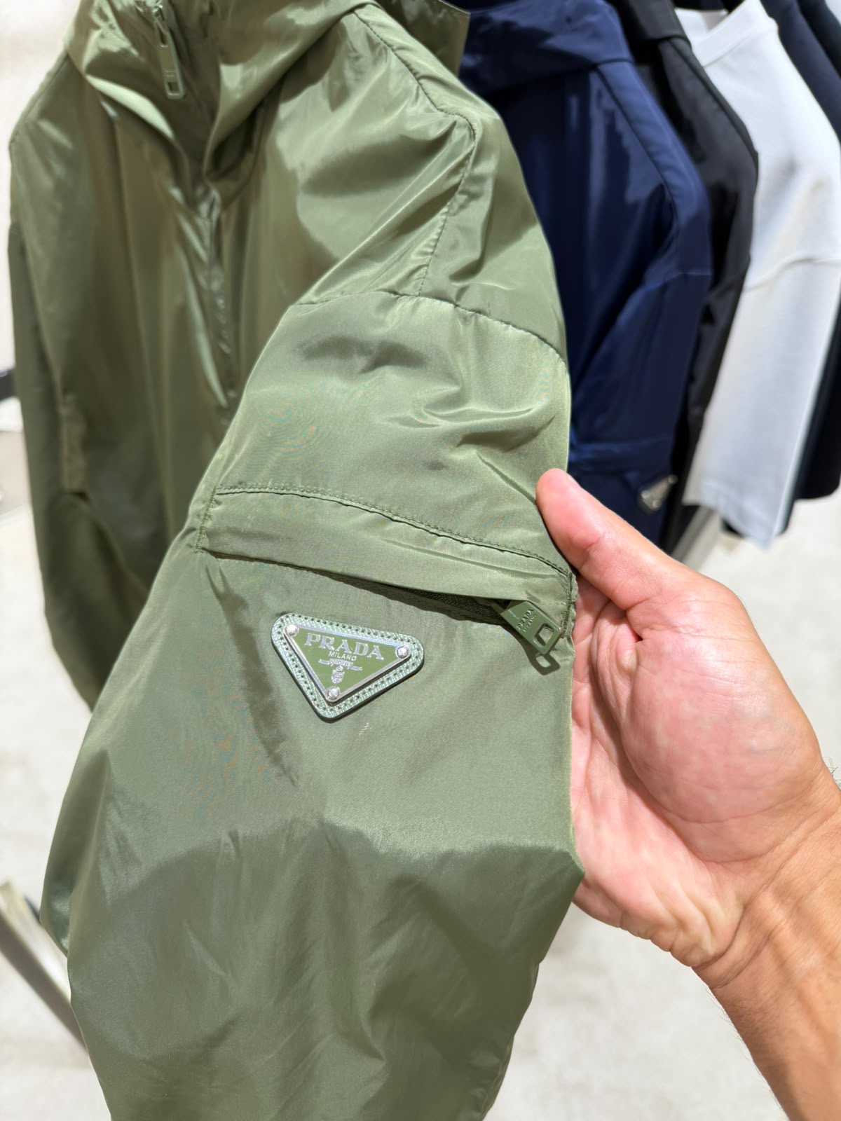 Green Prada hooded lightweight enamel triangle sleeve logo jacket - Image 7