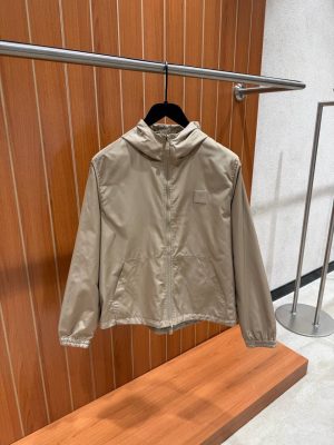 Beige LV monogram jacquard pattern reversible windbreaker