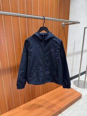 Navy LV monogram jacquard pattern reversible windbreaker