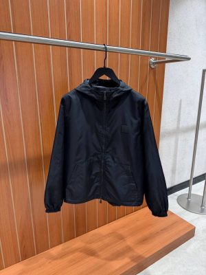 Black LV monogram jacquard pattern reversible windbreaker