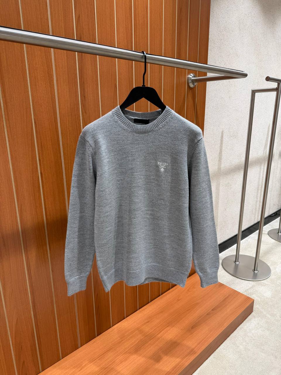 Gray Prada triangle logo-embroidered cashmere Jumper