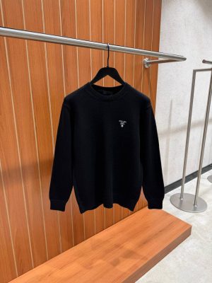Black Prada triangle logo-embroidered cashmere Jumper