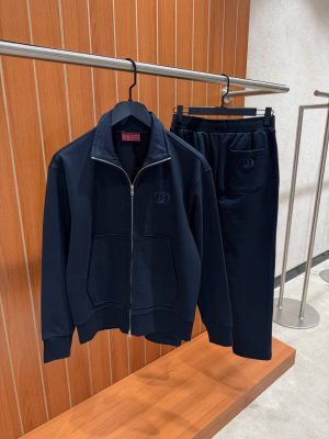 Navy Gucci brushed cotton GG logo tracksuit