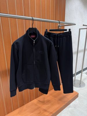 Black Gucci brushed cotton GG logo tracksuit