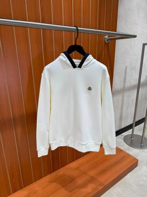 White Moncler brushed cotton logo hoodie