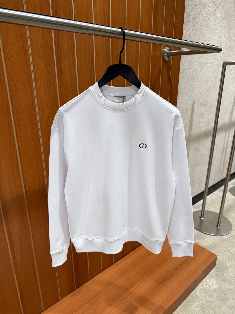 White Dior CD icon fitted silhouette cotton sweatshirt