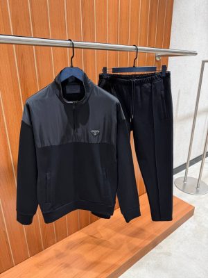 Black Prada Re-Nylon Fleece Zip cotton Jacket & Joggers