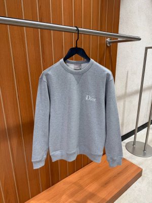 Gray Dior embroidery cotton sweatshirt
