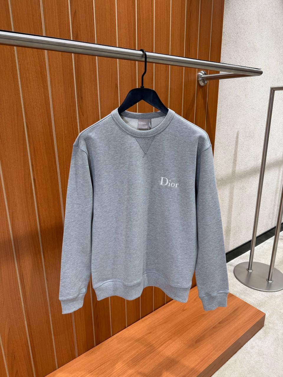 Gray Dior embroidery cotton sweatshirt
