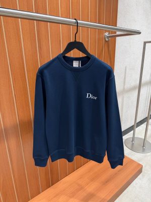 Navy Dior embroidery cotton sweatshirt