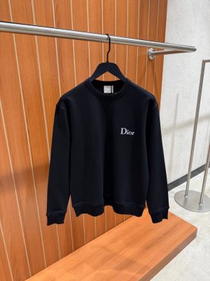 Black Dior embroidery cotton sweatshirt
