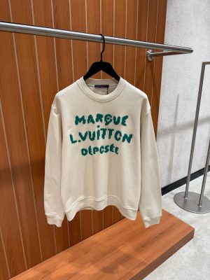 Beige Louis Vuitton Embroidered Signature cotton sweatshirt
