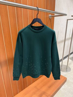 Green LV Flock Print Monogram Gradient cotton sweatshirt