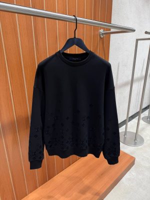 Black LV Flock Print Monogram Gradient cotton sweatshirt