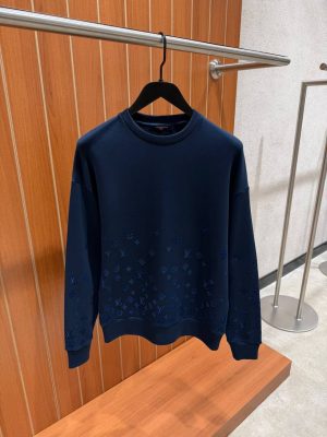 Navy LV Flock Print Monogram Gradient cotton sweatshirt