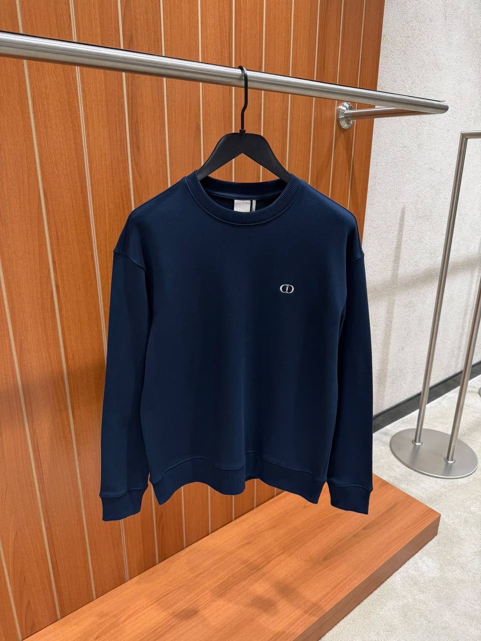 Navy Dior CD icon fitted silhouette cotton sweatshirt